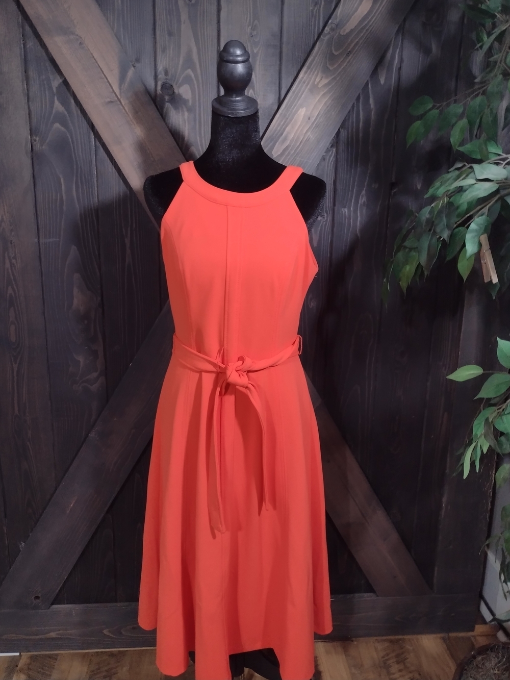 Tommy Hilfiger Sleeveless Solid Scuba Crate Fit And Flare Orange Midi Dress Sz 6